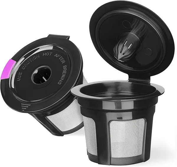 Reusable K Cups for Keurig K Mini, K Express, K Elite, K Classic, K Compact, K Latte, K Duo and All 2.0 & 1.0 Coffee Makers, 2 Pack K Cup Coffee Filters - Black