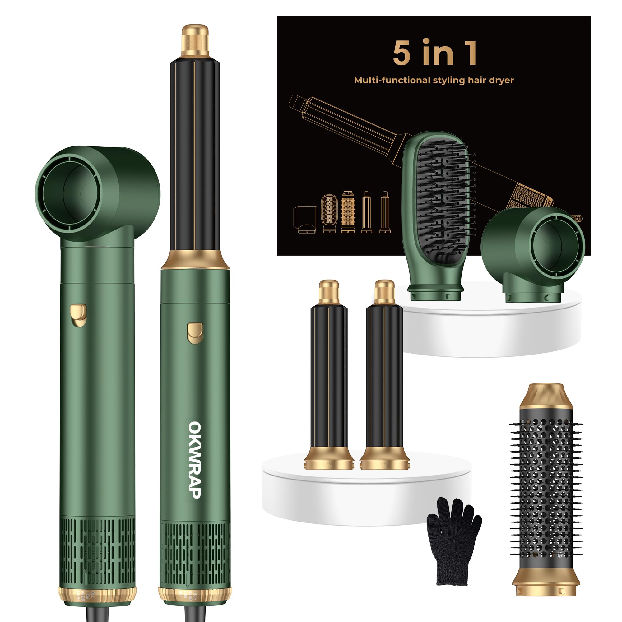 OKWRAP 5-in-1 Blow Dryer Brush Set