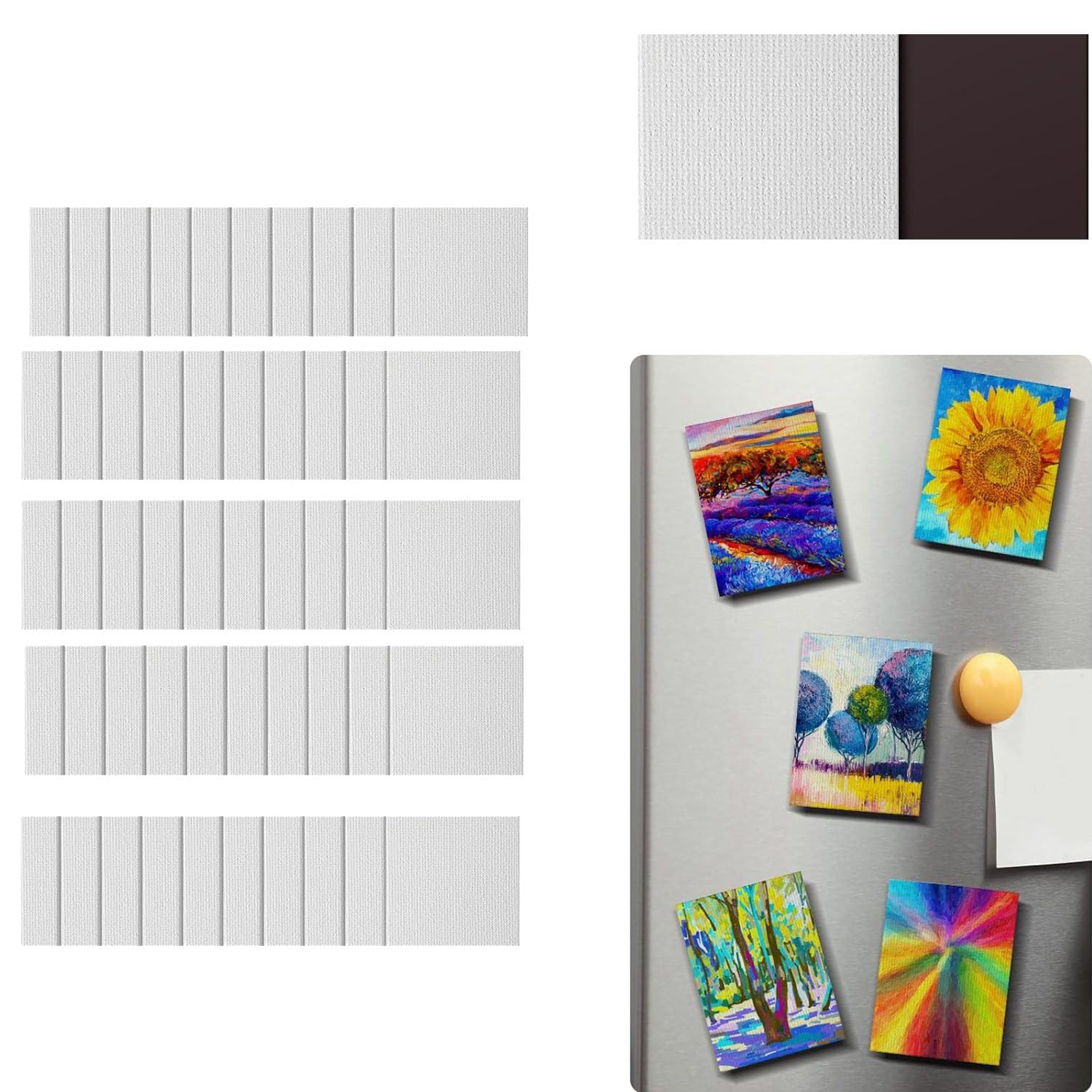 Grimmstr 50 Pcs Magnetic Painting Canvas Panel 3x3 Inches Magnetic Canvas Boards Magnetic Canvases for Painting Tile Art Easy Install, White