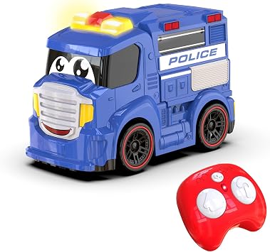 AEROQUEST Remote Control Police Car Truck Toy for Toddlers 1-3 | Sirens & Flashing Lights, Cartoon RC Emergency Vehicle, For Kids 3-5, Boys & Girls