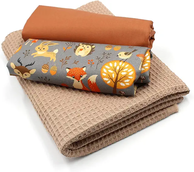 Waffelstoff Set: 3 abgestimmte Baumwollstoffe für Nähanfänger & Profis