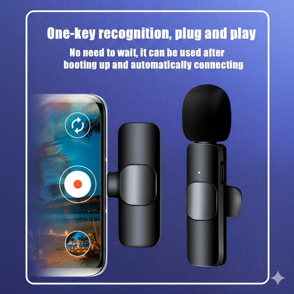 wowtravel Wireless Lavalier Microphones 2 Pack for Phone Tablet and USB C Devices with AI Noise Reduction Plug and Play Clip On Mic for Video Recording Vlogging Interviews TikTok YouTube - Image 2