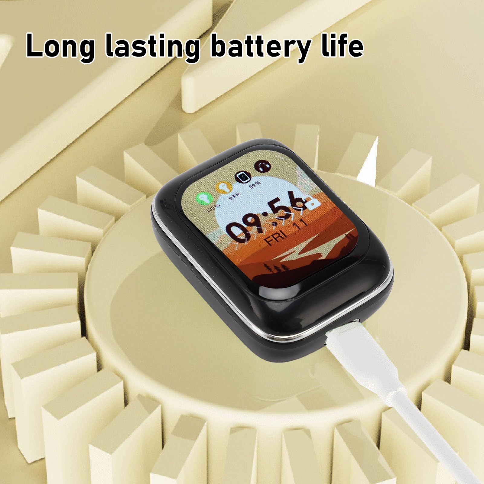 Bezprzewodowe Słuchawki Douszne, Ekran Dotykowy HD, Słuchawki Bluetooth, Wbudowany Odtwarzacz MP3 z Etui ładującym, Słuchawki Douszne z redukcją Szumów, do Uprawiania Sportu