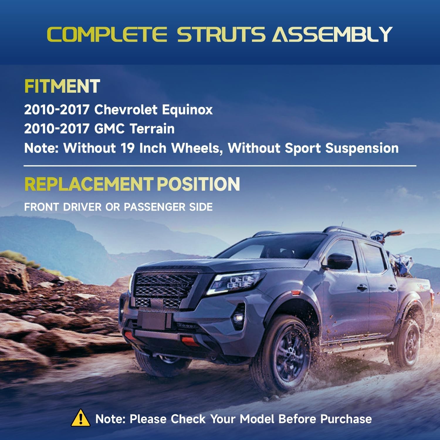 Vextone Front Struts and Shocks - Fit for Chevrolet Chevy Equinox 2010-2017 - Not Fits 19" Wheels & Sport Suspension - Left Right Coil Spring Shock Absorbers Replace 272527 272526 (Set of 2)