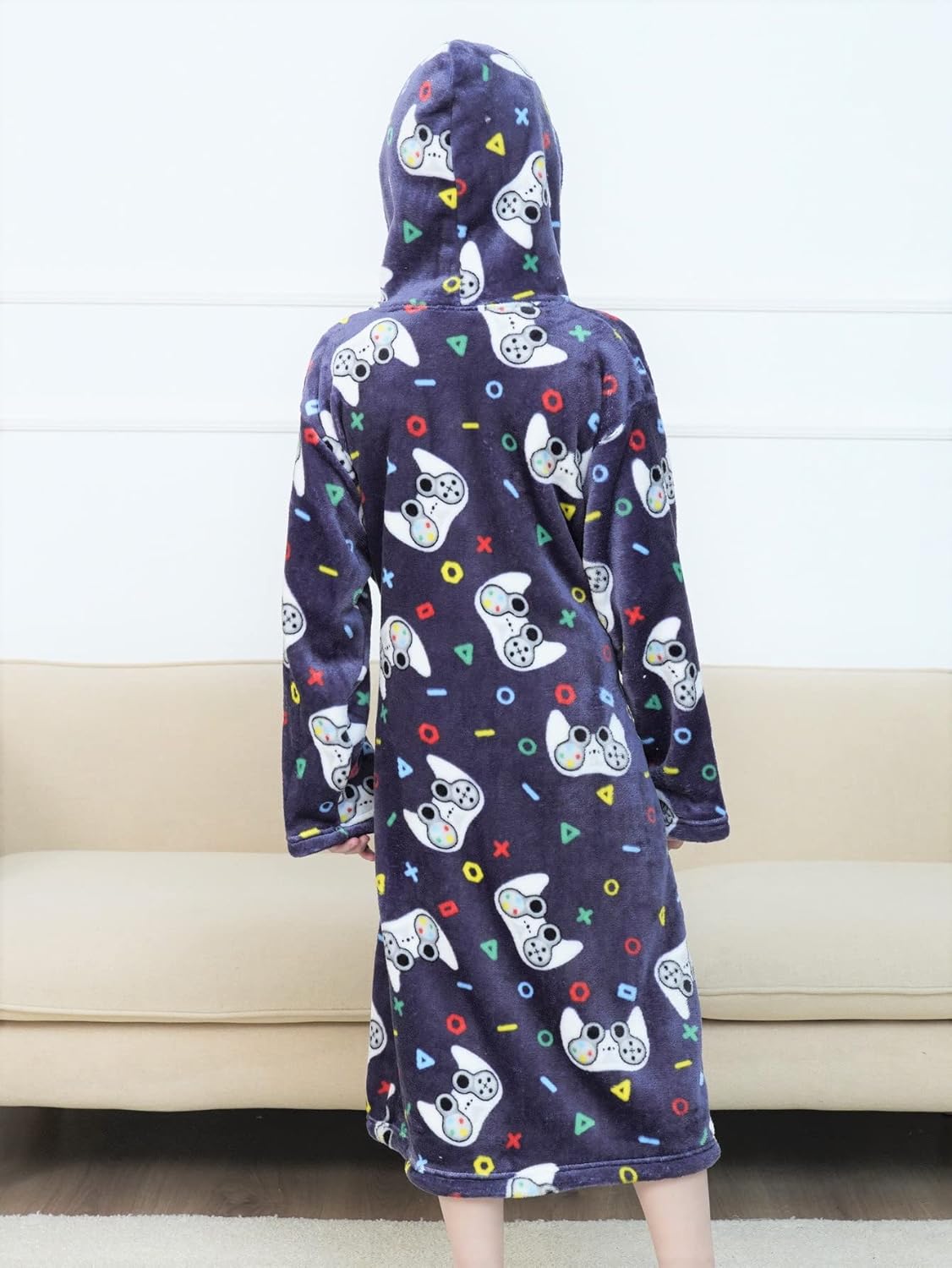 Doctor Unicorn Boys Soft Hooded Bathrobe Kids Warm Gamer Fleece Robe Sleepwear - Image 2