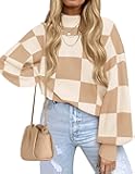 Women's 2025 Fall Fashion Turtleneck Long Sleeve Striped Ribbed Knit Loose Pullover Sweater Tops