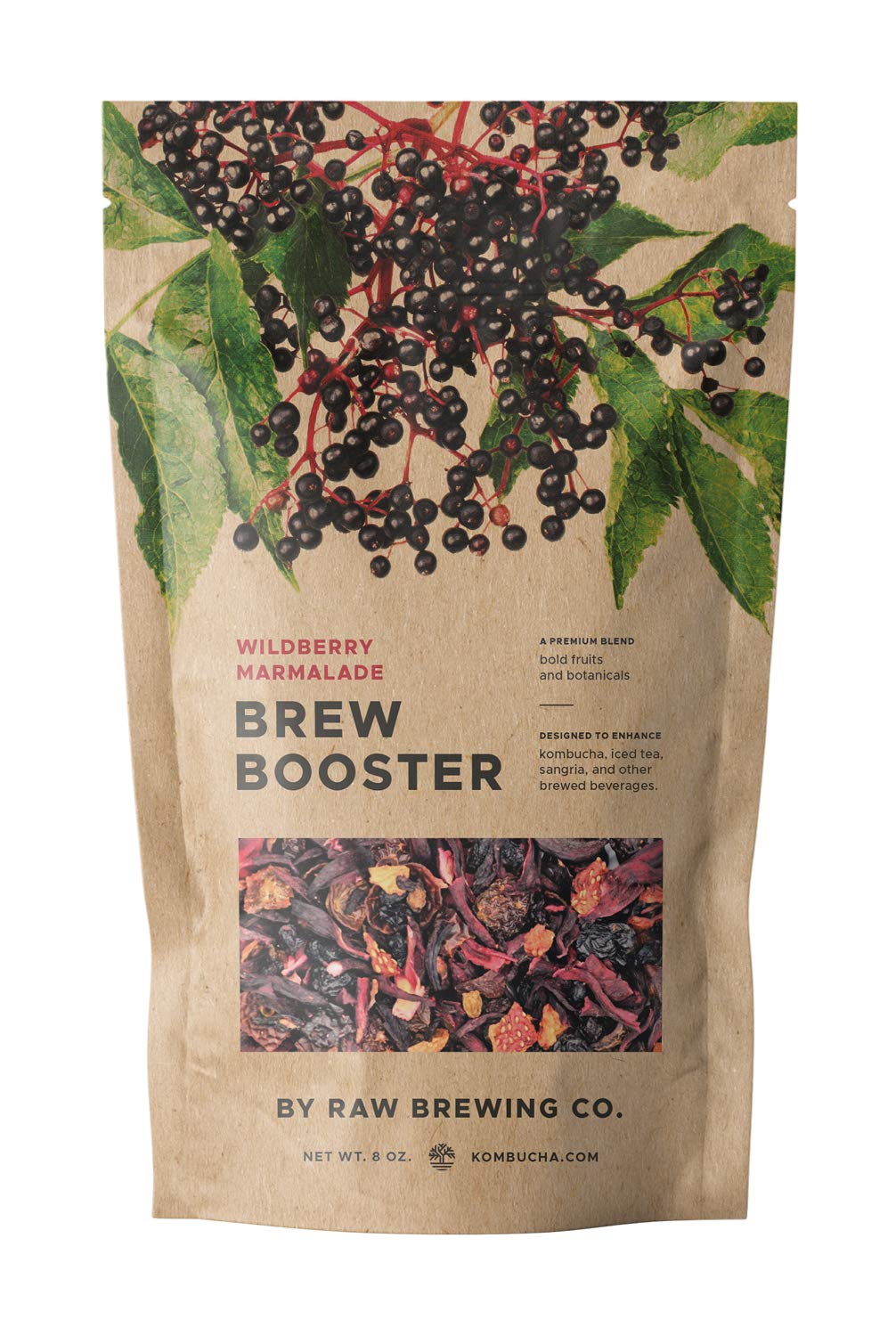 Kombucha.com Wildberry Marmalade BREW BOOSTER - Super Premium Elderberry, Currant, Strawberry Blend w/ Hibiscus & Botanicals for Creating Store Quality Kombucha, Flavored Iced Tea, Sangria, and More - All Natural, Loose Leaf, Caffeine Free, No Artificial Flavors, Immunity Boosting (8 ounce)