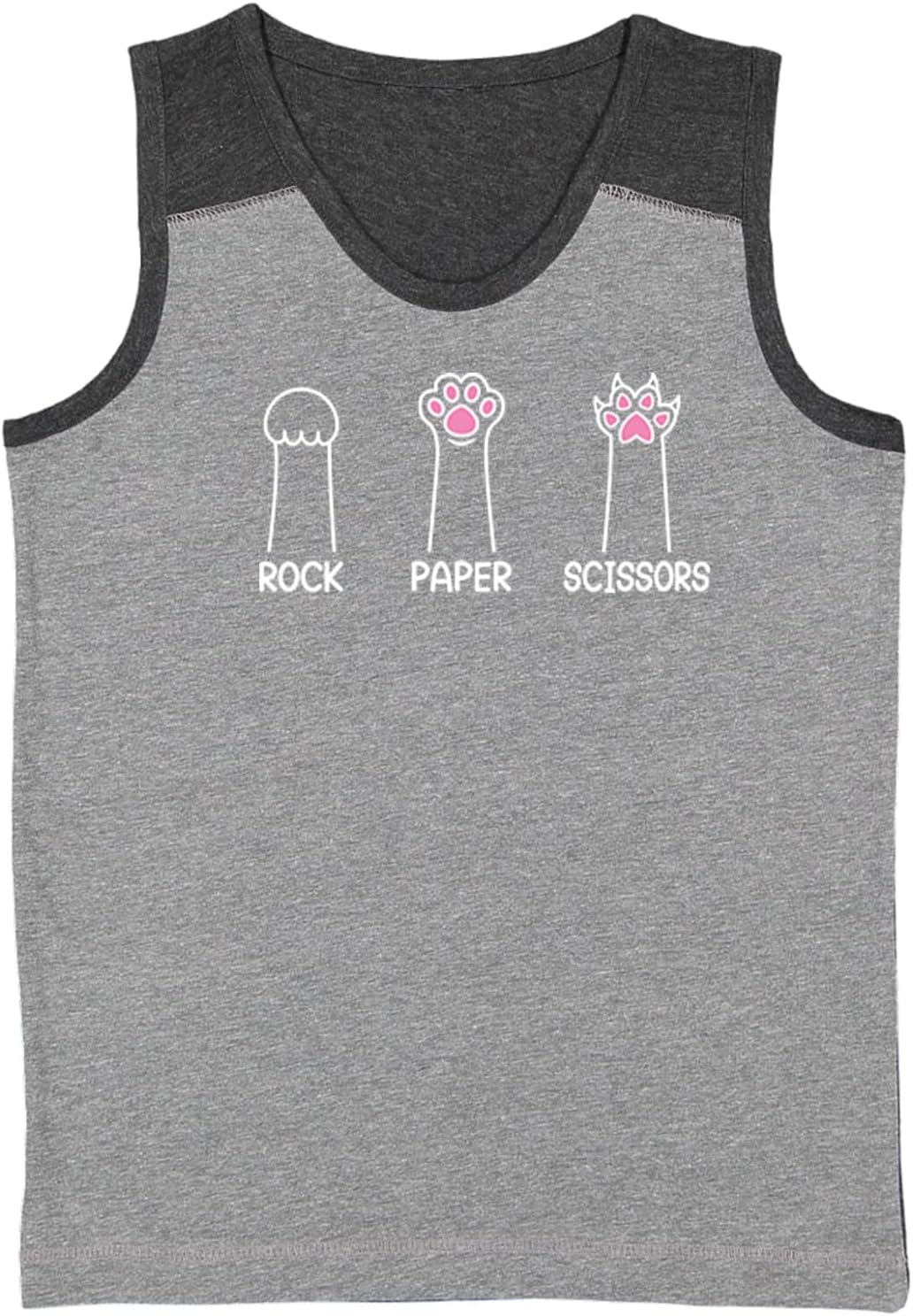 Rock Paper Scissors Paws - Funny Cat Youth Contrast Back Tank Top