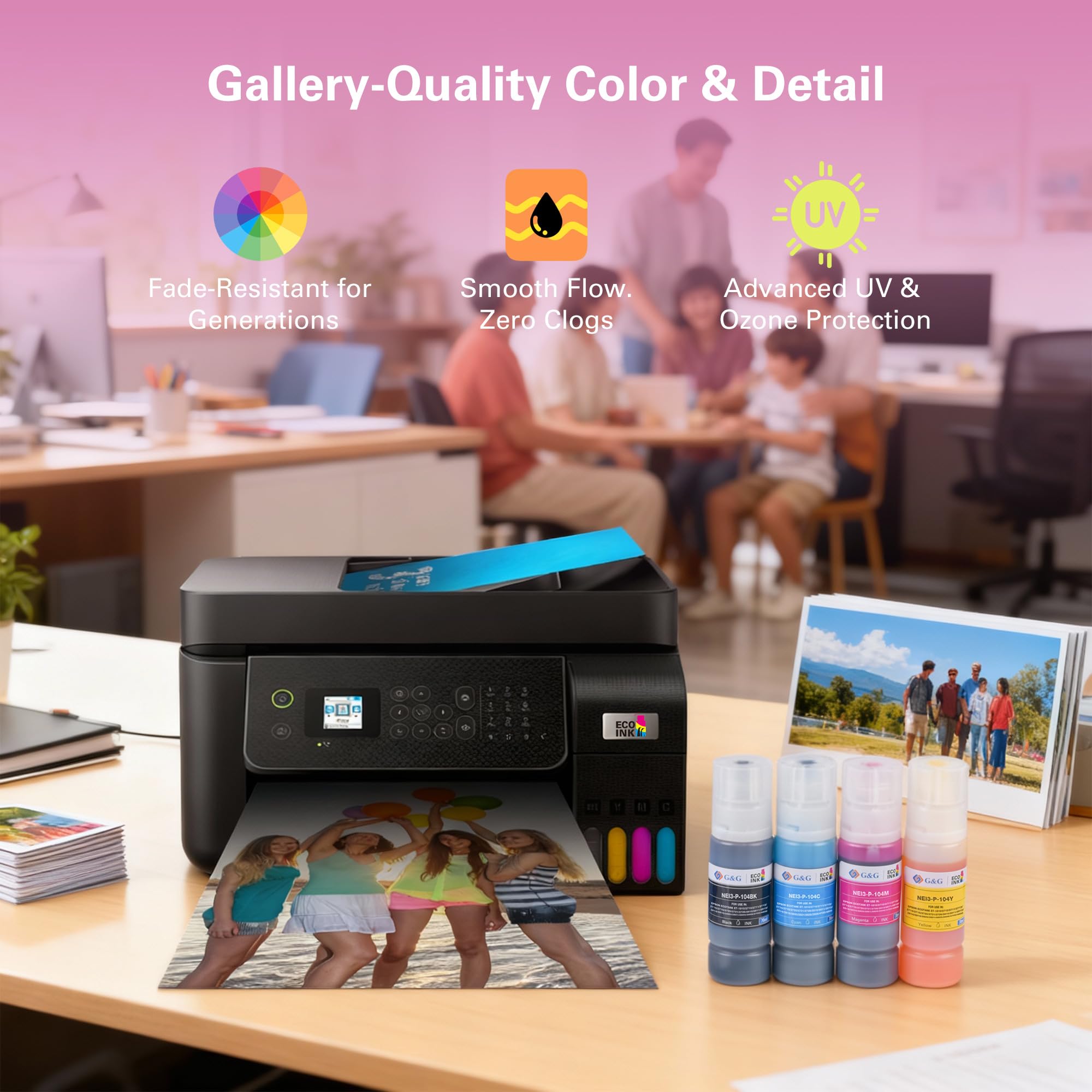 G&G Inchiostro Multipack Compatibile con Epson 102 104 per EcoTank ET-2850 ET-4800 ET-2720 ET-2712 ET-2714 ET-2715 ET-2720 ET-2721 ET-2726 ET-4700 (Inchiostro + carta fotografica)