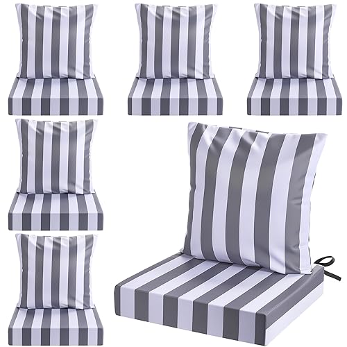Hoteam 6 Set Outdoor Chair Cushions Deep Seat Waterproof Patio