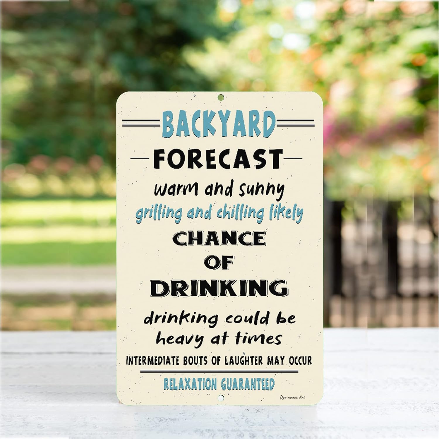 Backyard Forecast Metal Sign – Funny Outdoor Bar and Patio Decor – Weatherproof Aluminum for BBQ, Pool, or Deck (12x18)