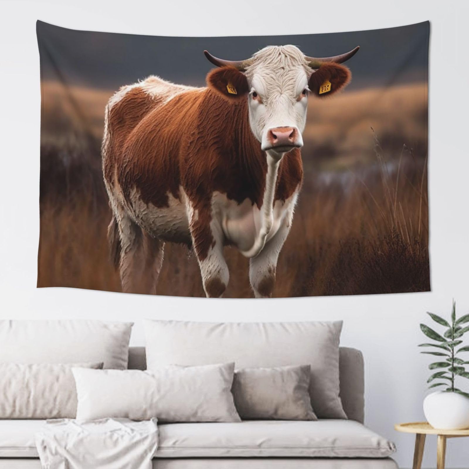 MXDLKSWPOH Tapestry 152x102 cm Art Wall Hanging for Living Room Modern Soft Aesthetic Tapestries Poster Cow in the Grass Tapestry Home Decoration Large Wall Tapestries for Bedroom Dorm Decor