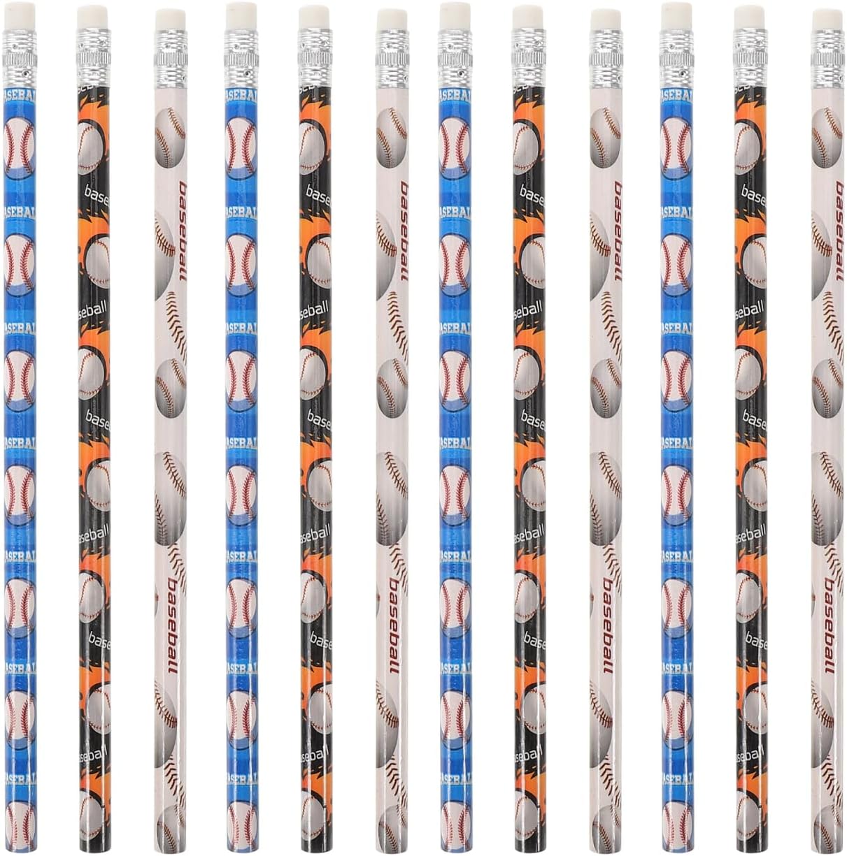 Artibetter 12-Pack Baseball Theme Long Writing Brushes, Durable, Erasable Sketch Brushes for Students, School, Office, and Practical Stationery Pencils Baseball design, round barrel pencil, baseball equipment motif, sports Writing & Drawing Instruments Student study, home learning, stationery