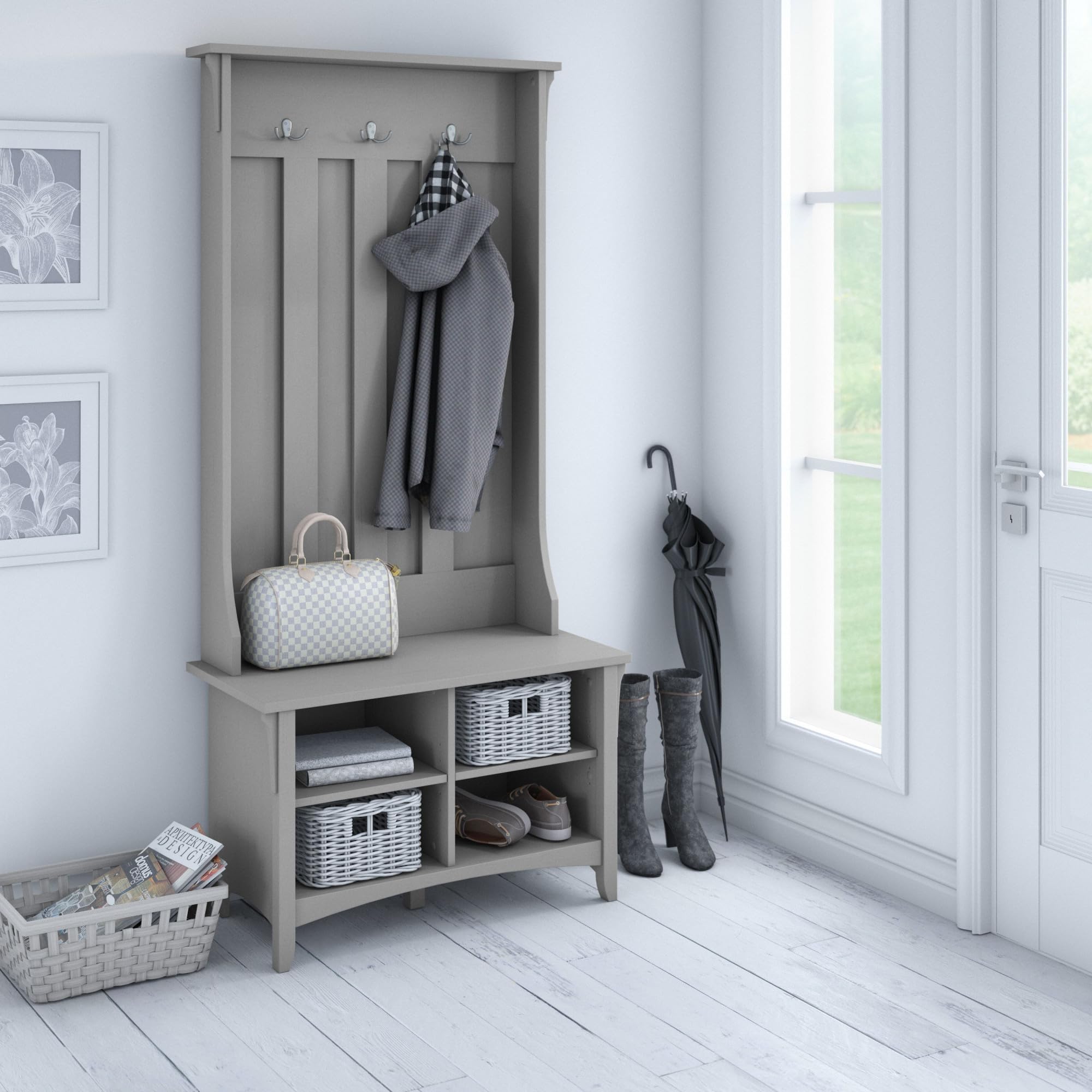 Bush Furniture Salinas - Salinas Salina con panca per scarpe, colore: Grigio