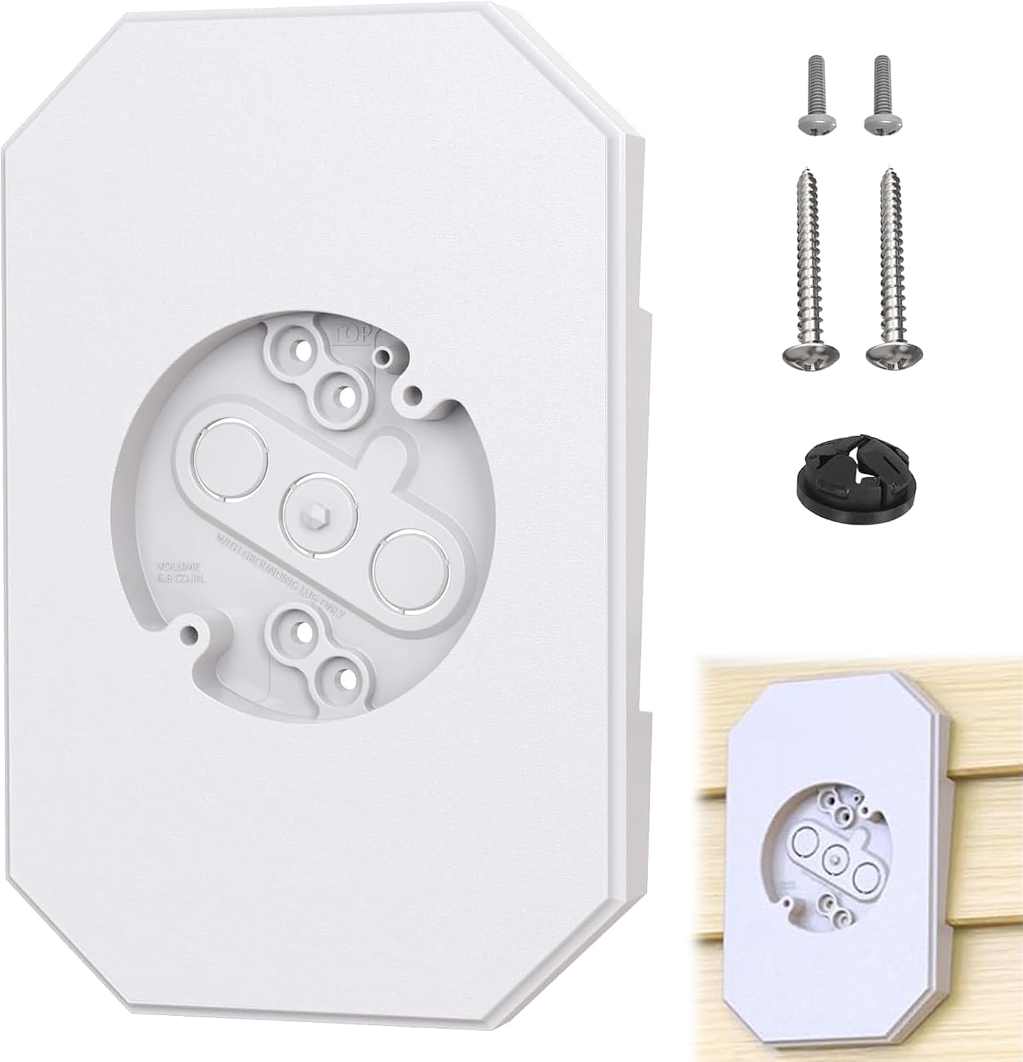 Vinyl Siding Mounting Block, Universal Siding Mounting Kit for Outdoor Light Fixtures, Paintable Mountings Plate Fits 1/2 Inch Lap Double 4 Inch Sidings, White, 1 Pack