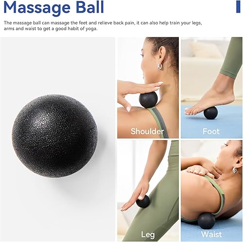 Miniatura 4 de Juego de rodillos de espuma 5 en 1, rodillo de espuma de alta densidad, rodillo muscular, bola de masaje, banda de resistencia para terapia física y