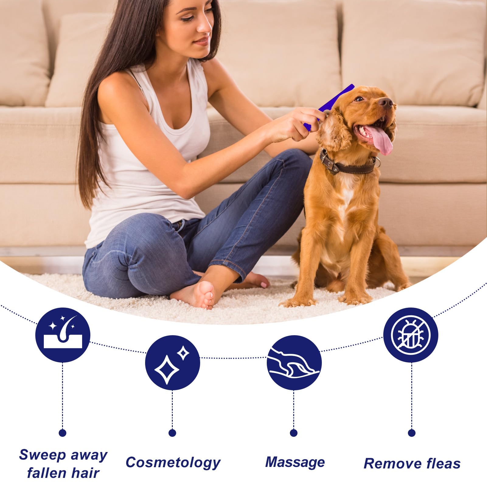 6Set Peignes Anti Puces pour Animaux, Peignes Acier Inoxydable pour Chats et Chiens, Outils de Toilettage, Élimination des Puces et Taches de Larmes, Peigne Démêlant