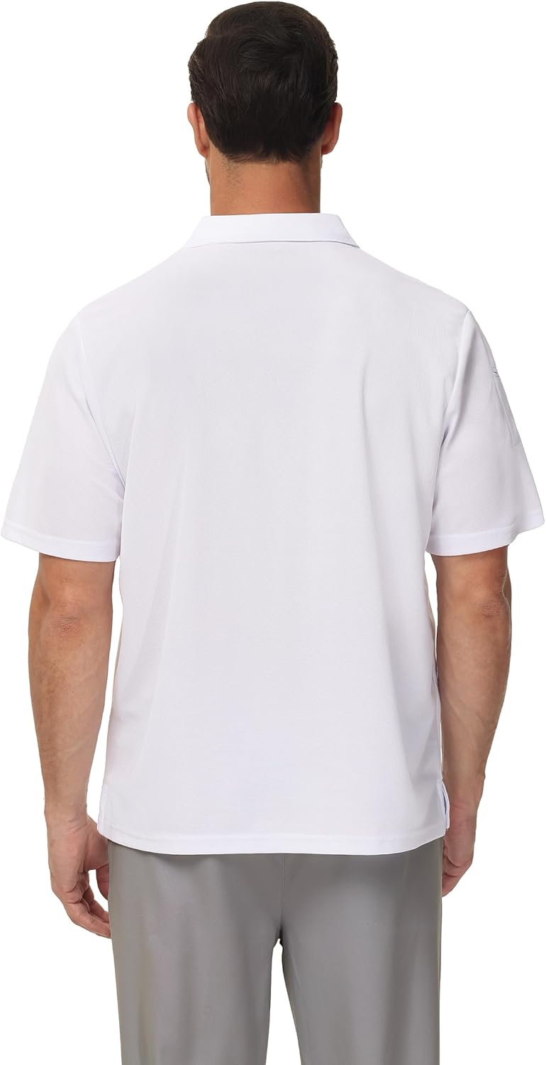 MOHEEN Men's Moisture Wicking Short Sleeve Polo Shirts UPF 50+ Lightweight Performance Golf Shirts M-6XL