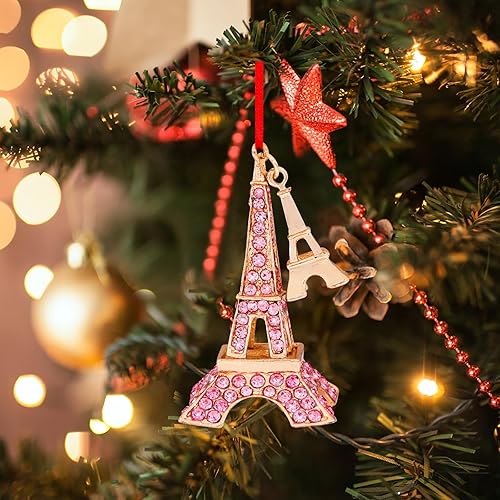 Miniatura 2 de FLYAB Adornos de Navidad de la Torre Eiffel 2023, adornos de metal para árbol de Navidad, decoración de París, adornos de París para árbol de