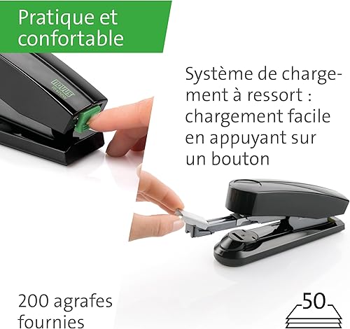 Miniatura 5 de B4fc re+Nueva engrapadora plana para clínch, capacidad para 50 hojas, hecha de 80% plástico reciclado, ingeniería alemana, grapa, pasador, tachuela,