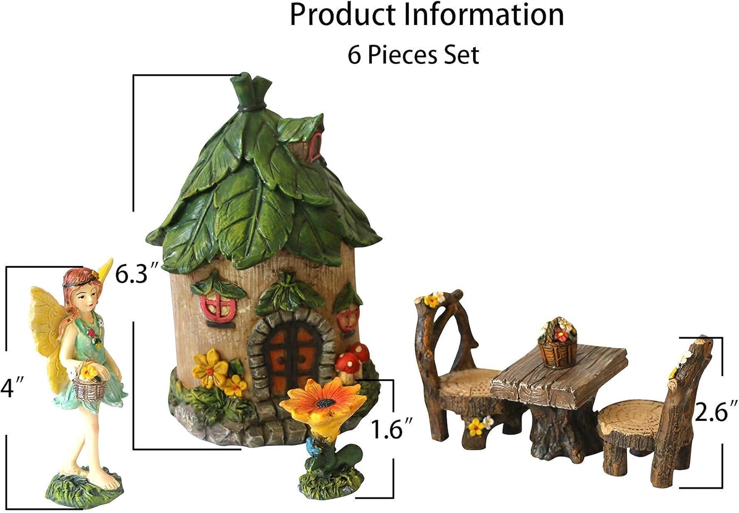 BangBangDa Mini Fairy Garden Accessories Outdoor - 35PCS Fairy Garden Fairies Kit for Kids Green Fairy House Miniature Garden Ornaments Small Fairy Figurines Items Resin Fairy House Table Chair Set