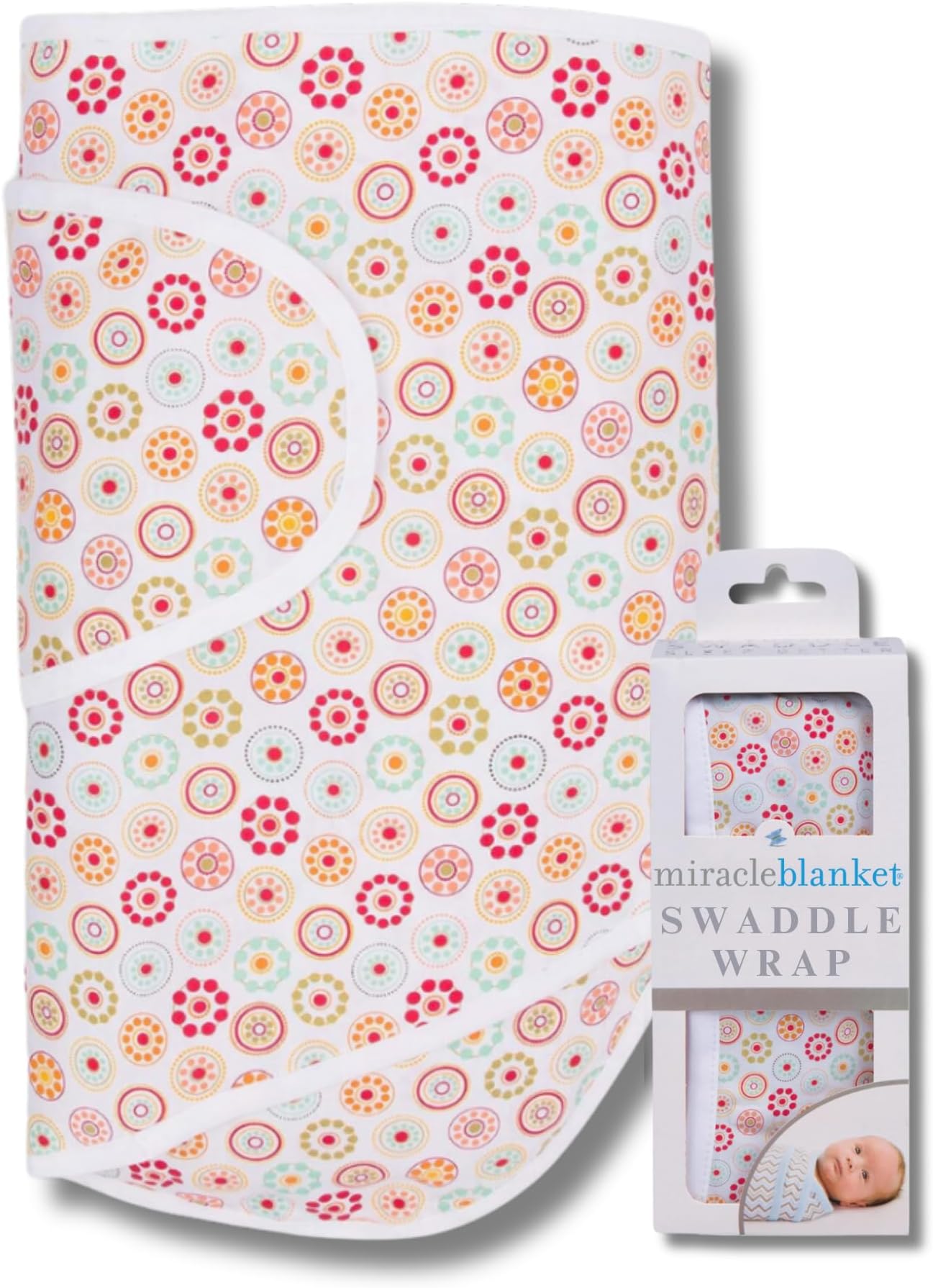 Miracle Blanket Swaddle Wrap – Help Your Newborn Sleep Longer – Soft & Secure Sleep Sack for Infants – Easy-to-Use Swaddling Blanket for a Calm Baby (Cirque D Fleur)