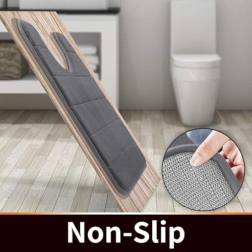 Miniatura 4 de Yimobra Tapete de baño de espuma viscoelástica para inodoro en forma de U suave y cómodo súper absorción de agua antideslizante grueso lavable a