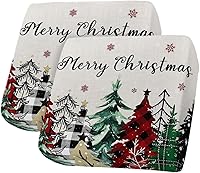 Vista 42 de Christmas Tree Couch Cushion Covers, Stretch Sofa Cover with Elastic Bottom, Merry Christmas Xmas Tree Snowflake Rustic Sofa Slipcovers Protector