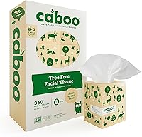 Caboo Tree-Free Bamboo Facial Tissues - 6 Cubes, 360 Ultra-Soft Lint-Free Sheets, Septic Safe & Eco-Friendly