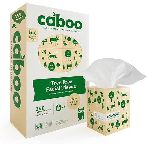 Caboo Tree Free Facial Tissue Paper, Tissue Box with 60
