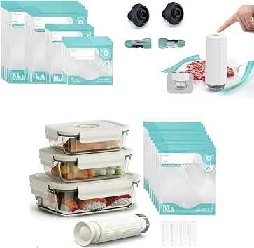 31 PCS Electric Vacuum Sealer With Bag Set+ 17PCS Vacuum Container With Bag Set