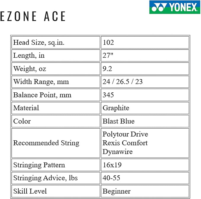 Raqueta de Tenis YONEX EZone Ace Preencordada - Grip #3 (4 3/8) miniatura 6