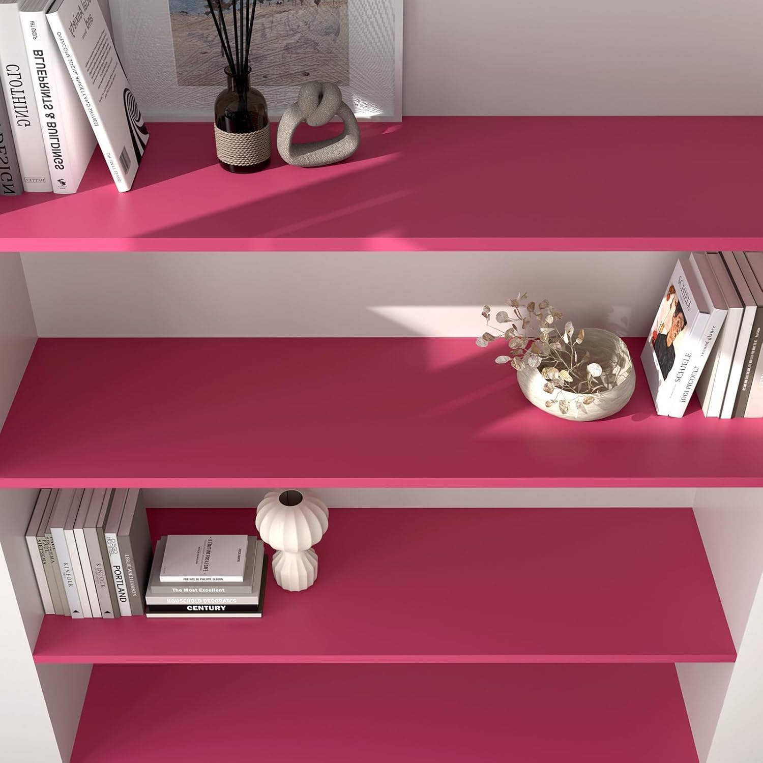 Decotalk Hot Pink Wallpaper Peel and Stick - 17.7x200 Inch Hot Pink Contact Paper for Cabinets Vinyl Wrap Solid Color Wallpaper for Bedroom Wall SolidPink Wall Paper Self Adhesive
