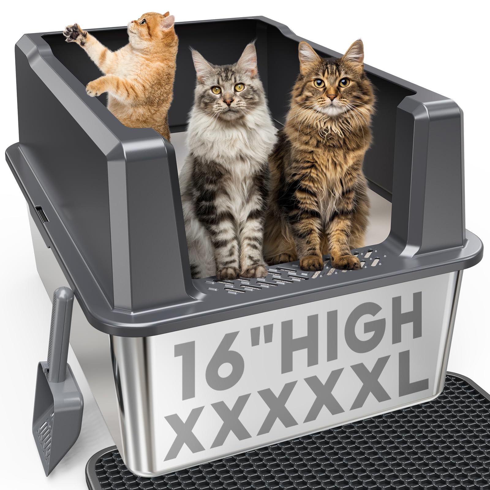 Pematar 29 inch Stainless Steel Litter Box