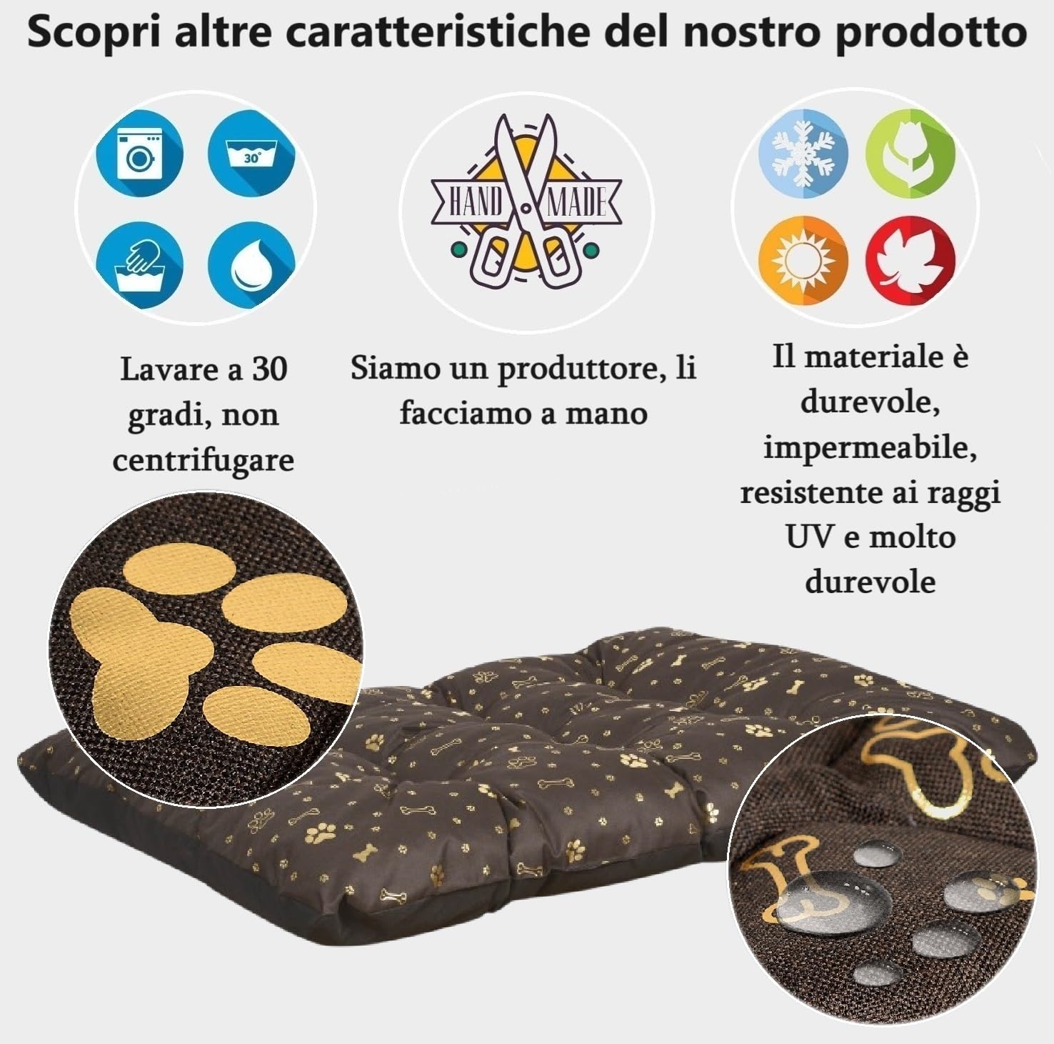 KING DOG Panier Grande Taille XL 120 x 80 cm Coussin Imperméable Lavable Tissu Oxford Confortable Matelas Lit pour Chien Intérieur Extérieur Durable Couleur Brun