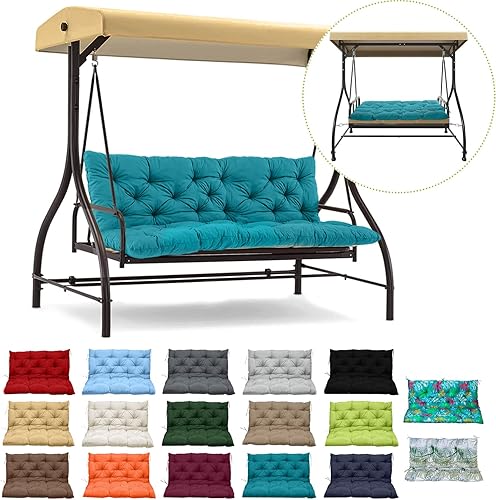 Cojines de repuesto para columpio, cojín impermeable para columpio de porche, cojín de asiento de repuesto para 2-3 asientos con respaldo y lazos