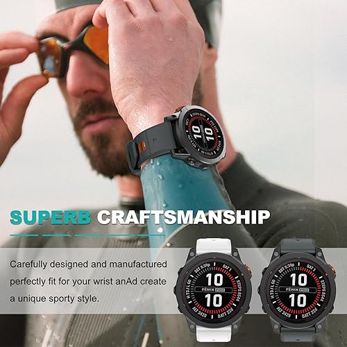 Miniatura 7 de OVERSTEP Correa de reloj para Fenix 7X Pro, bandas de reloj de silicona QuickFit de 1.024 in para Garmin Fenix 7X  Fenix 6X  Fenix 5X  Garmin