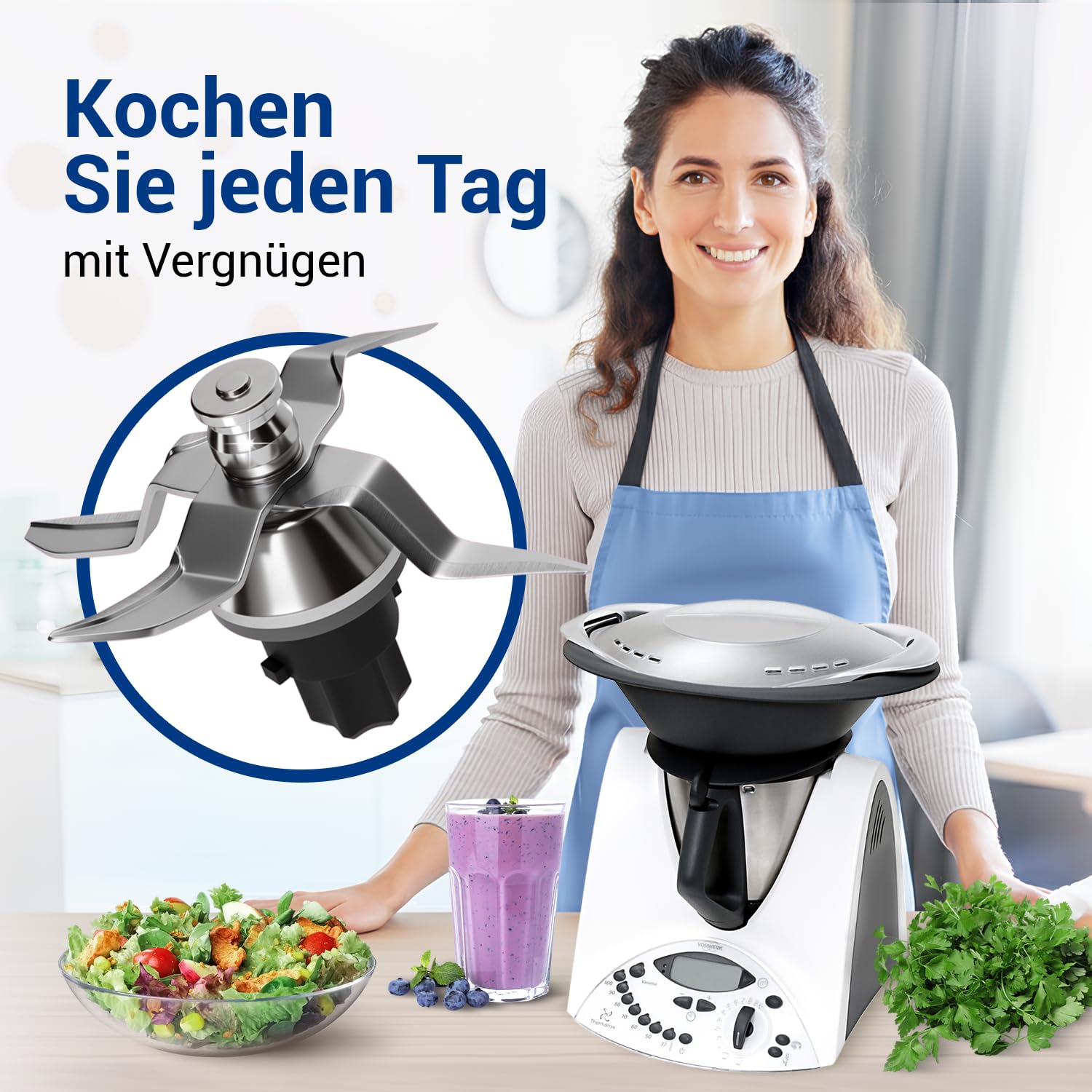 VIOKS Alternatif Couteau compatible avec Thеrmomix TM31 | Couteau de rechange couteau mixeur, en acier inoxydable SUS420, pour robot de cuisine