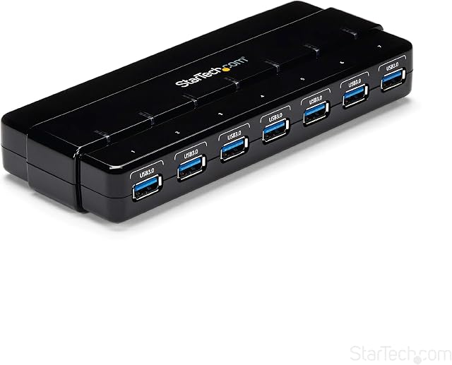 StarTech.com 7 Port USB 3.0 Hub Up To 5 Gbps 7 x USB Universal Multi Port USB Extender for Your Desktop USB Powered (ST7300USB3B)