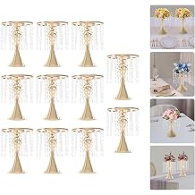 10 Pcs Versatile Metal Flower Stand, 10.24in/26cm Tall Wedding Centerpieces Gold Vases Crystal Flower Arrangement Stand for Table Wedding Party Dinner Event Decor Gold/ 10.24in
