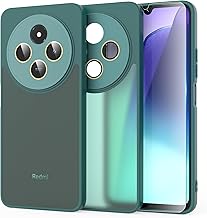 MIKULLE Mat Coque pour Xiaomi Redmi 14C 4G / Redmi A4 5G avec 1 Verre trempé Protection, Antichoc Housse Case de PC Translucide Arrière avec Silicone TPU Bumper et Caméra Protecteur Etui - Vert foncé