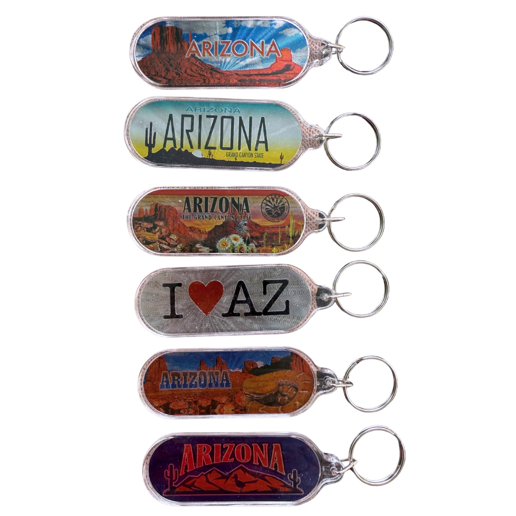 Arizona Souvenir Keychain Set of 6 – Grand Canyon & Desert Scenery Designs, AZ Travel Keepsakes, Southwest Gift for Tourists & Collectors