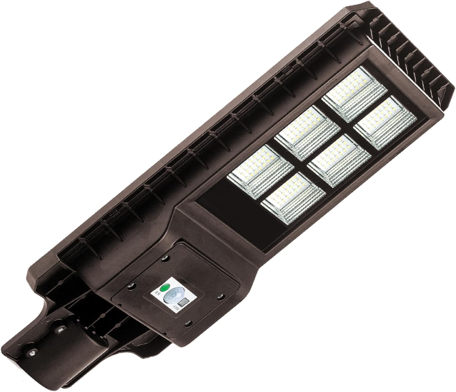KASTLITE 7W LED Dusk to Dawn Solar Outdoor Lighting w/Motion Sensor & Remote Control - Dimmable 70-Watt Equiv. 5000K 840 Lumen Solar Street Light - Waterproof Parking Lot/Security Area Lamp, Bronze