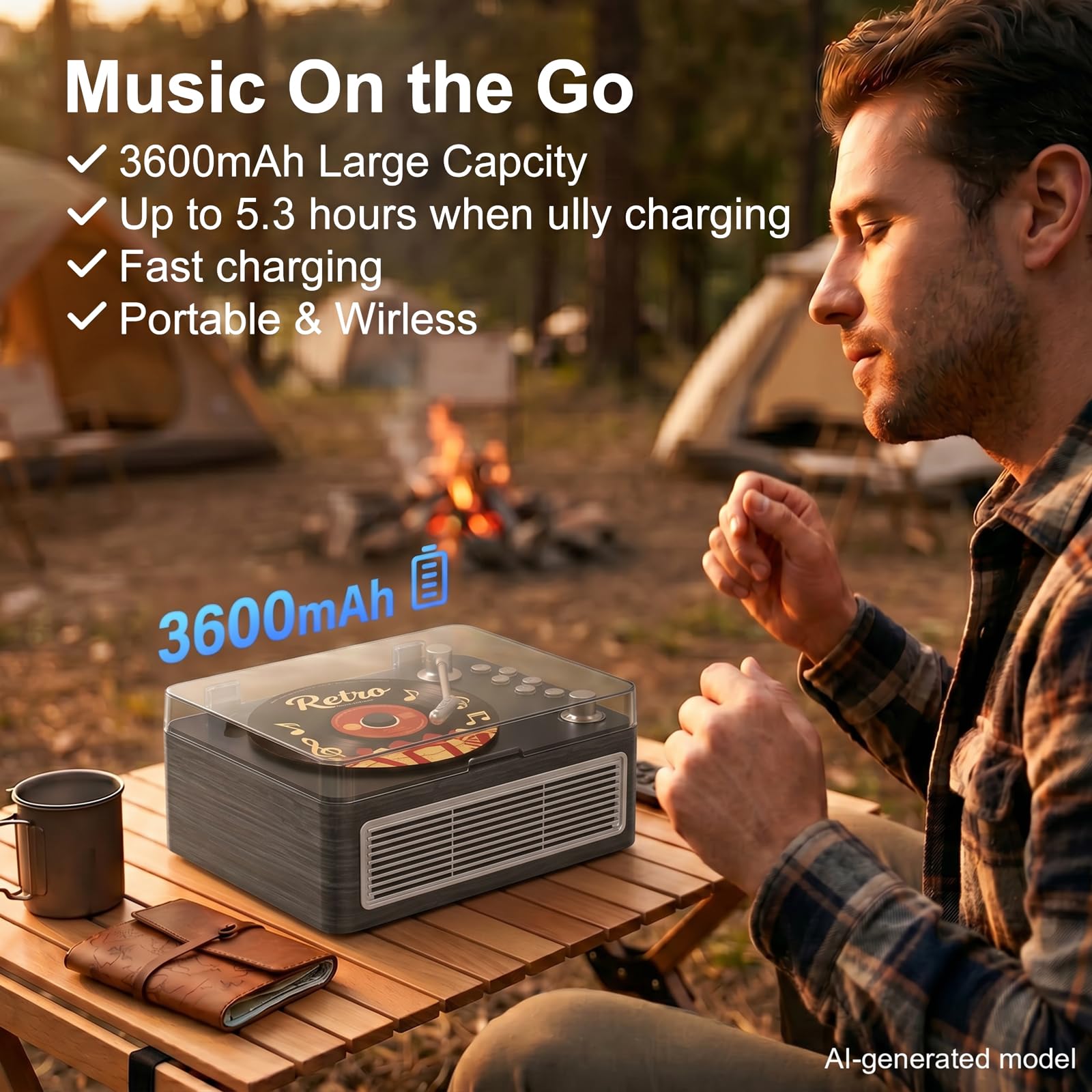 Gueray Reproductor de CD portátil con Bluetooth y Altavoces y Radio Ébano