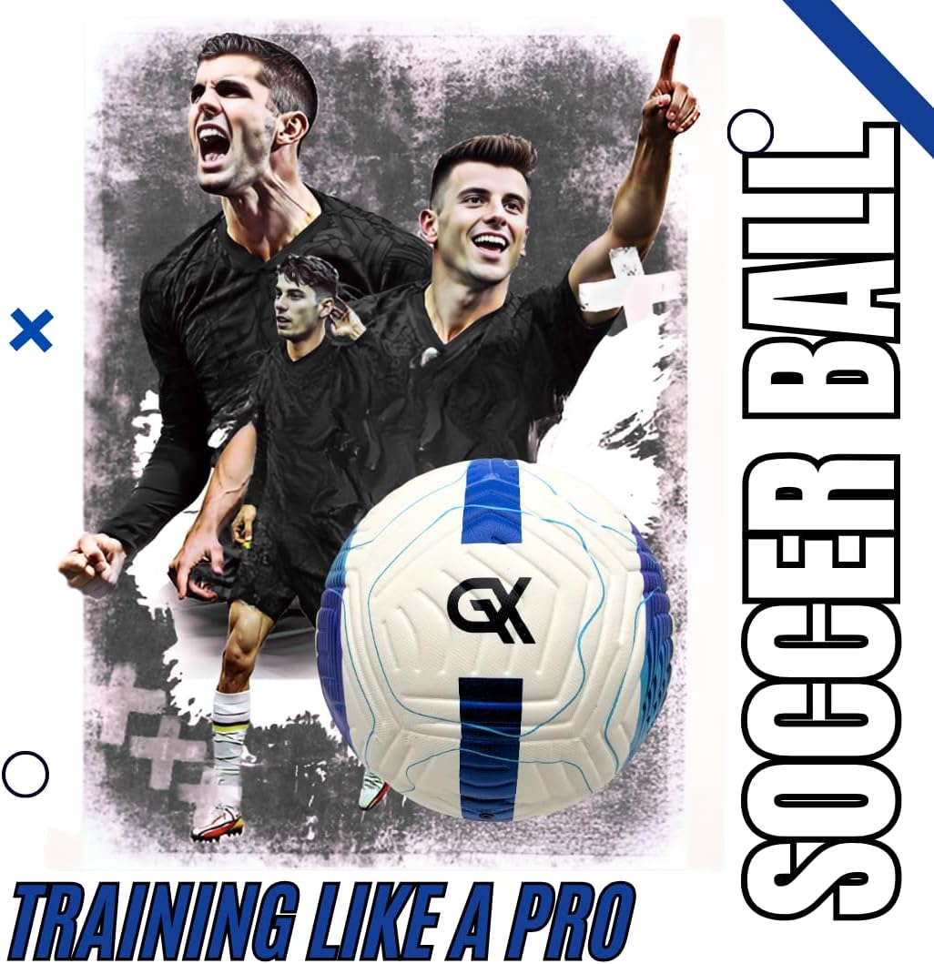GX Soccer Ball Size 5 Textured Professional Soccer Ball, Weather-Resistant Leather.