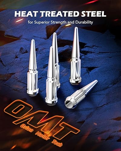 Miniatura 3 de Orion Motor Tech Tuercas de llanta cromadas de 14 x 1.5 pulgadas, 24 piezas, tuercas M14x1.5, accesorios de rueda compatibles con Chevy Ram Ford y