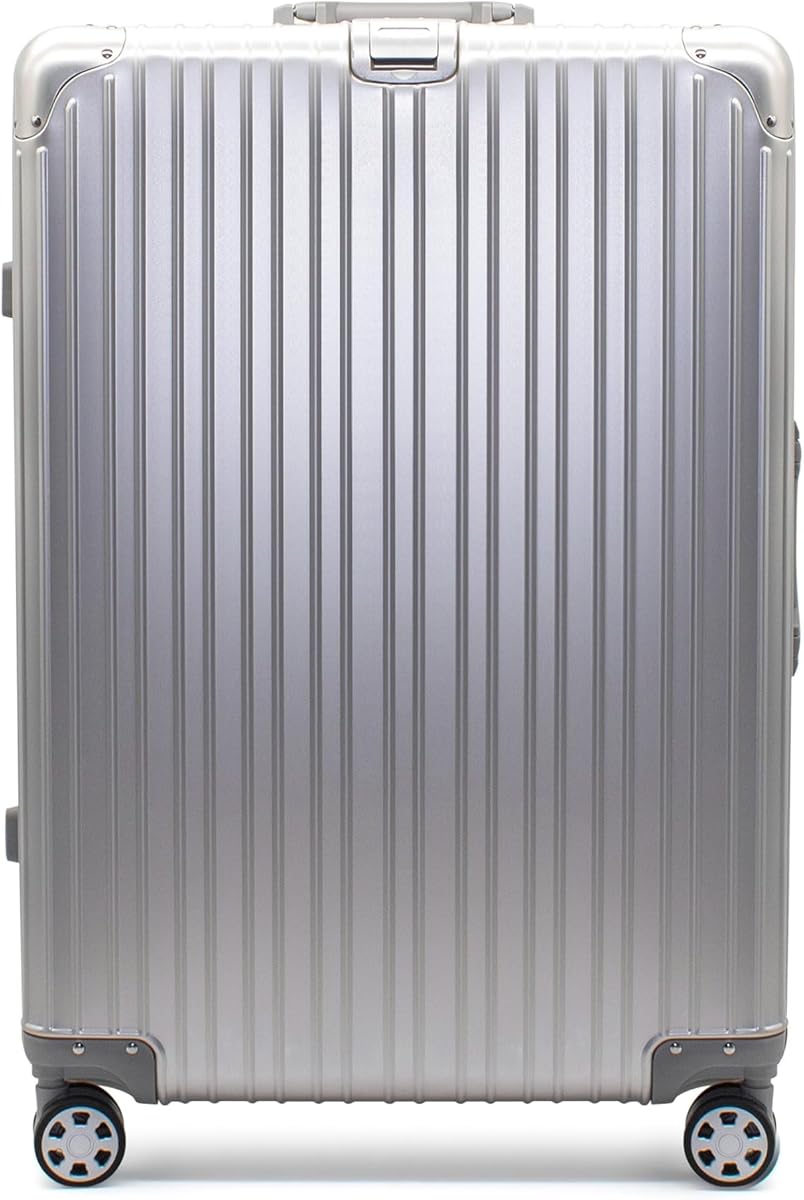 Juego de equipaje totalmente de aluminio, maleta sin cremallera de 2 piezas (equipaje de mano de 20" + grande de 30") - Spinner rígido de aluminio y magnesio con cerraduras de pestillo TSA, 22x14x9 (plateado, grande 30")
