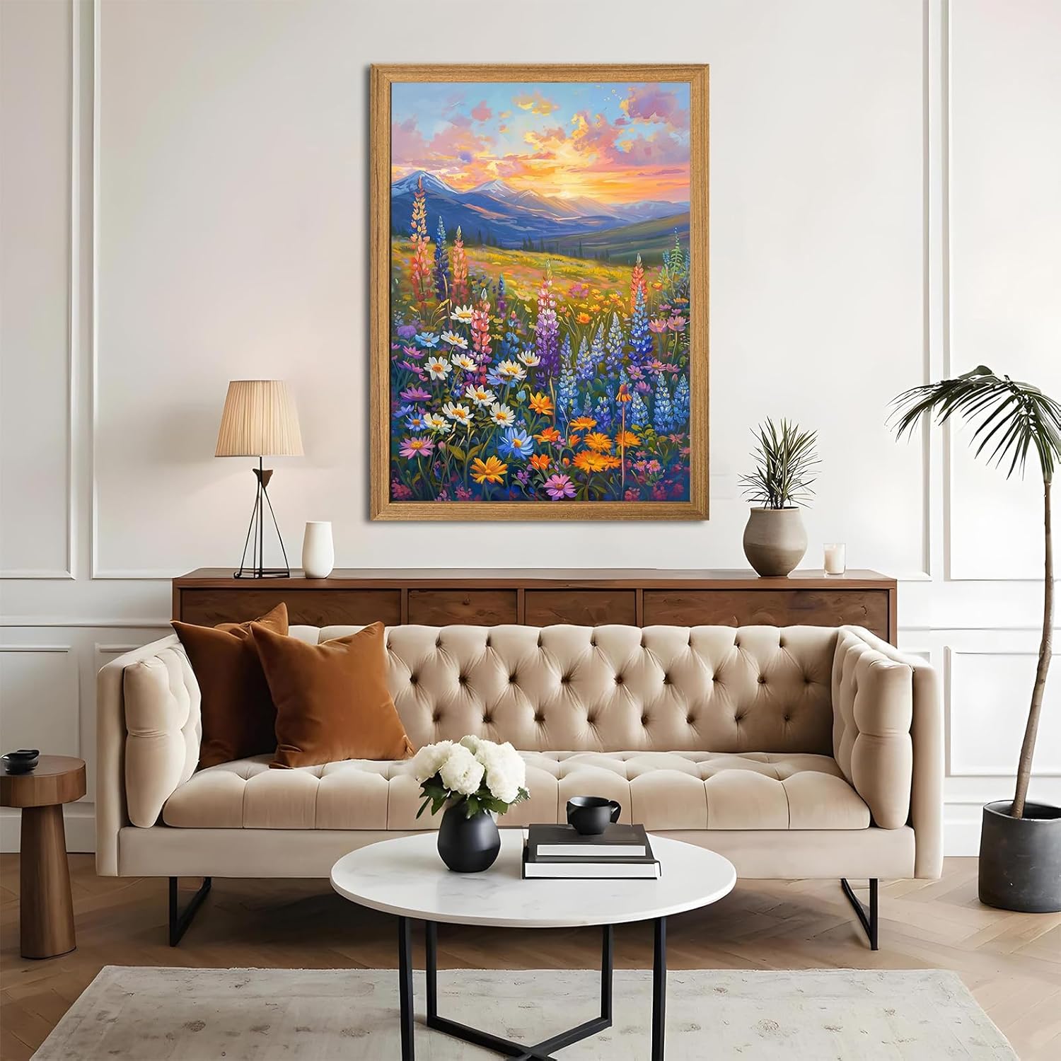 APVZARHT Wild Flowers Diamond Art Kits for Adults - Landscape Diamond Painting for Beginners, Flower Gem Art Painting for Gift and Crafts Home Decor 12x16inch