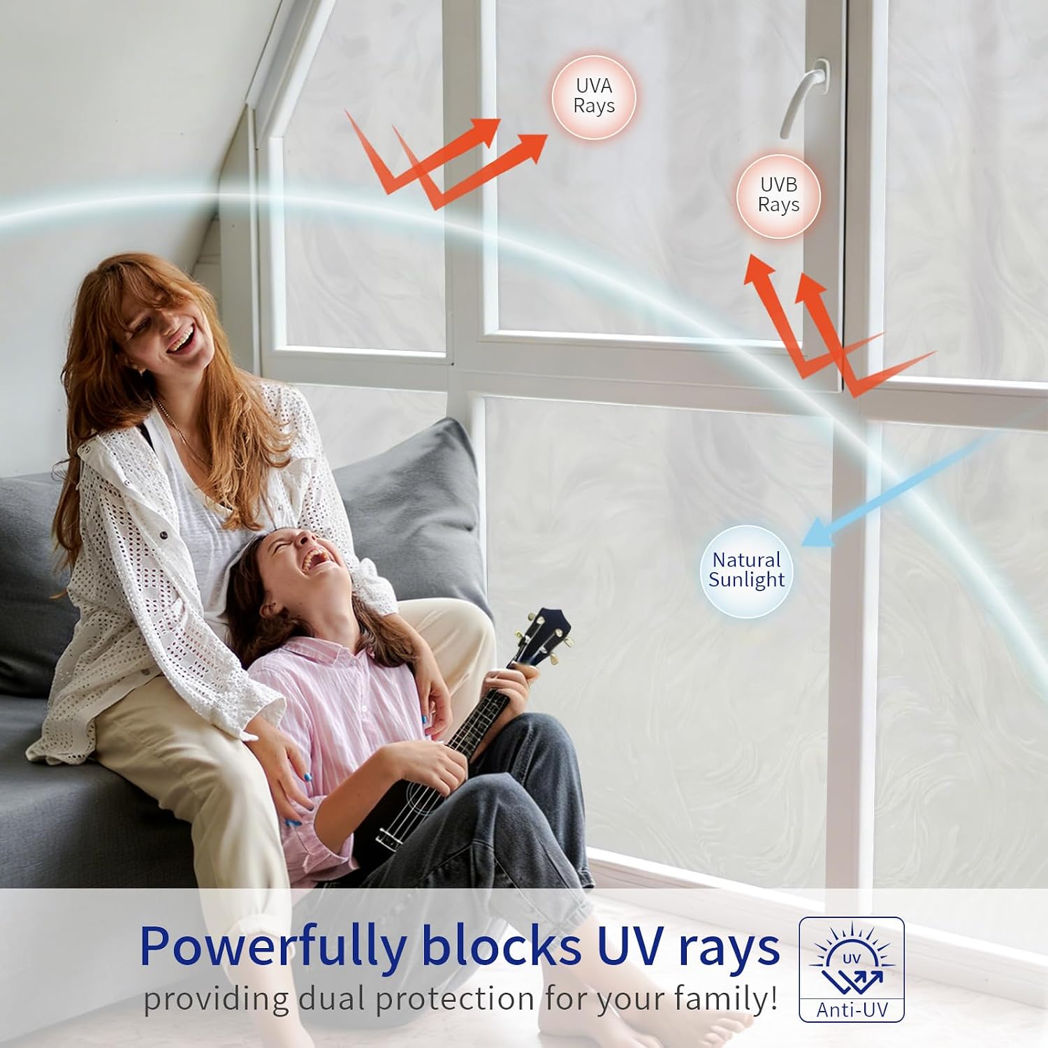 Window Privacy Film, Frosted Opaque Window Film for Glass Door Bathroom, Rain Decorative Non-Adhesive Cling Window Tint UV & Heat Blocking, 35.4x78.7 Inches