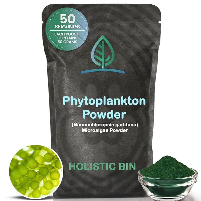 Holistic Bin Suplemento de Minerais Traço com Fitoplâncton Marinho em Pó, Aminoácidos e Clorofila, 50 g
